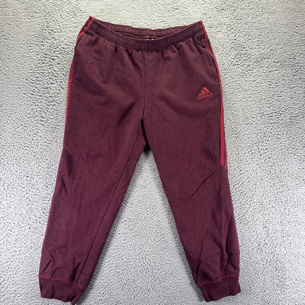 Adidas Sweatpants Womens XL Red Cotton 3 Stripeβ Jogger Tapered Running Workout
